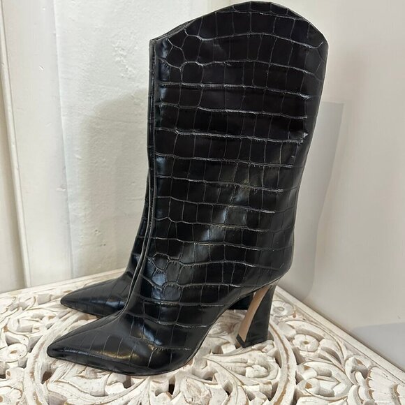 Schutz Alyah boot in embossed croc black 8 - Picture 3 of 9